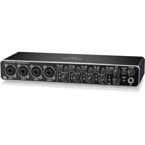 Behringer U-PHORIA UMC404HD Audiophile 4x4, 24-Bit/192 kHz USB Audio/MIDI Interface with Midas Mic Preamplifiers