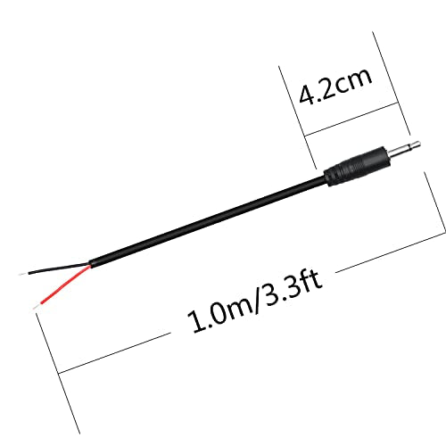 3.5mm Male Plug to 2Pin Bare Wire Open End Cable 3FT, TS 2 Pole 1/8'' | 4Pcs 3.5mm Mono Audio Wire, Auxiliary audio connector jack, for 3.5mm Earphone Microphone DIY Cable Repair - color: 3.5mm Male Plug TS 2 Pole - 1M/3FT