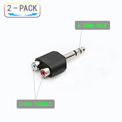 2pcs 1/4" 6.35mm/6.5mm Stereo Male to Dual RCA Female Adapter Stereo Male to Dual RCA Female Audio Adapter for Sound Equipment (Double Channel) - color: 3PCS 2RCA TO 6.35MM