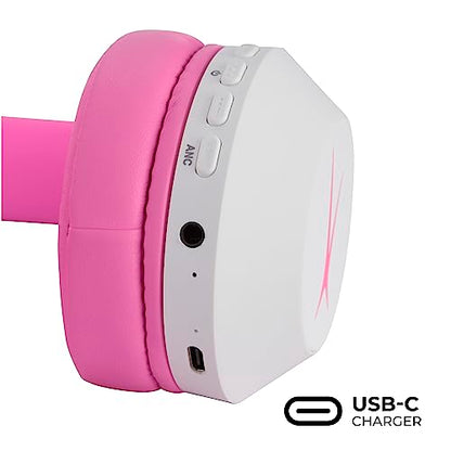 Altec Lansing Kid Safe Noise Cancelling Wireless Headphones 15H Battery, 85dB Volume Limit, Foldable Design Powerful Sound, Active Noise Cancellation Perfect for Kids Ages 7+ (Whiteout Pop Pink) - color: Whiteout Pop Pink