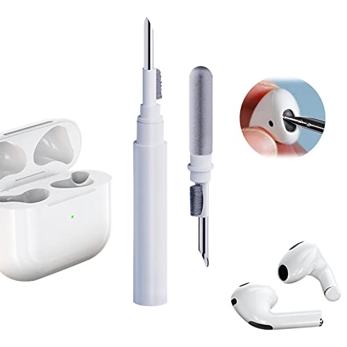 Bluetooth Earbuds Cleaning Pen,Cleaner Kit for Airpods Pro,Earbud Cleaning Kit,Multifunction Headphone Cleaning Pen Tool with Soft Brush Suitable for Headset,Keyboard, Phone and Camera Lens (White)