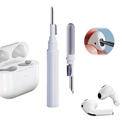 Bluetooth Earbuds Cleaning Pen,Cleaner Kit for Airpods Pro,Earbud Cleaning Kit,Multifunction Headphone Cleaning Pen Tool with Soft Brush Suitable for Headset,Keyboard, Phone and Camera Lens (White)
