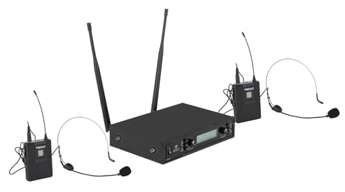 Rockville RWM-200 L2 Dual UHF Beltpack Wireless Microphone System, Lavalier & Headset Mics, 200 Channels, 3 Band EQ, Echo | 200 Channels, XLR/1/4" Outputs, 500' Range, Metal Receiver, Belt Pack EQ, One-Key Pairing, FCC Compliant - style: Lavalier