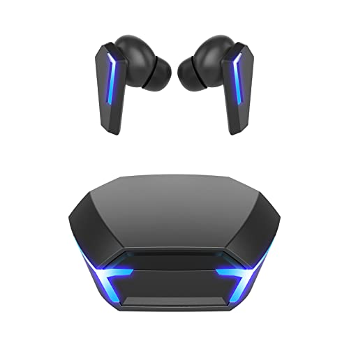 NW HANDA M10 Bluetooth Gaming Headphones True Wireless Earbuds with Bluetooth 5.2 HiFi Stereo Sound Microphone Game/Music Mode LED Light 40ms Ultra Low-Latency 24H Playtime Waterproof Earphones - color: Black