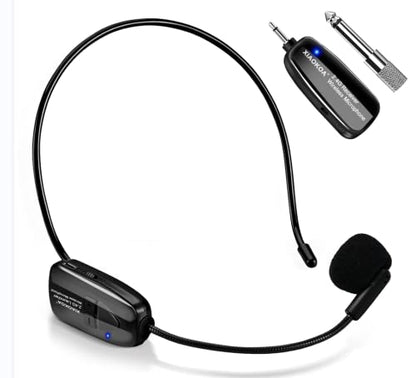 Wireless Microphone Headset, 2.4GHz Head Mic System for Fitness | USB-C Charging Microphone, 165ft Range, for Voice Amplifier Speaker Pa System Teaching Tour Guides Conference Yoga Instructor - color: Black