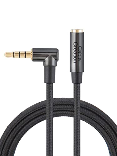 CableCreation 6FT Headphone Extension Cable,3.5mm TRRS Audio Stereo Cord | Male to Female Aux Cord Right Angle Auxiliary HiFi with Silver-Plated Copper, 24K Gold Plated (Microphone) for Car Stereo - size: 6 Feet