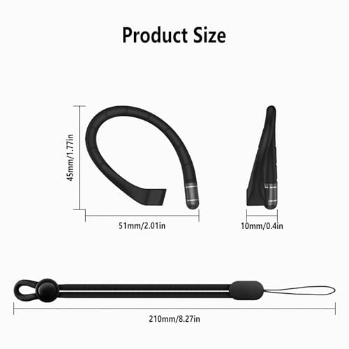 RunChao Anti-Slip EarHooks for Samsung Galaxy Buds 3/3 Pro/Galaxy Buds 3 FE Ear Hooks, Soft Anti-Loss Sports Earbuds Case Cover (Black)