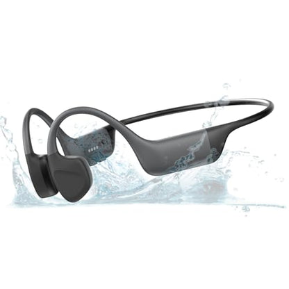 Bone Conduction Headphones, Open Ear Running Headphones Bluetooth 5.4, IP68 Waterproof Wireless Sports Headsets with Mic & 32 GB MP3 Memory for Swimming, Hiking, Gym, Dark Gray - color: Dark gray