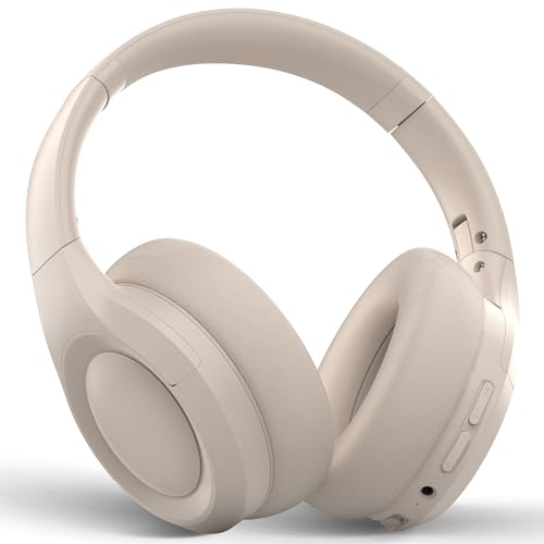 ANC Wireless Bluetooth 5.4 Headset, ENC Built-in Mic for Clear Calls, Hi-res, Foldable, Breathable Over Ear Comfort, Low Latency, Lightweight, 3.5 mm Audio Cable, Wired, for Cell Phones, Tablets, PC’s - color: White