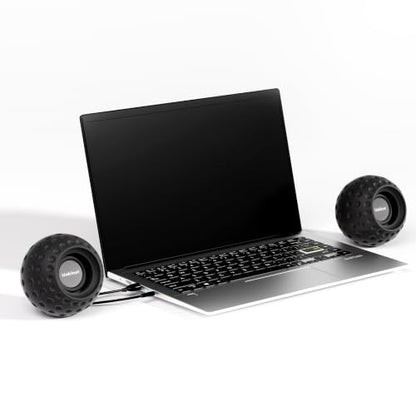 Uakinat 2.0 Computer Speaker, Black, USB Powered, 3.5mm Audio Input, Volume Control, Golf Style, Pair Pack, PC or Laptop