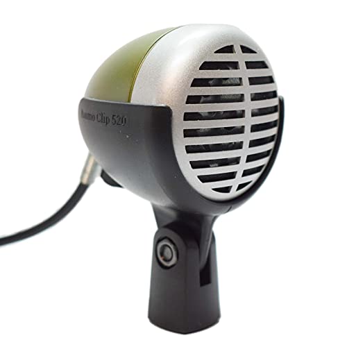 Ammo Clip 520 Bullet Mic Holder Compatible With Shure 520DX Green Bullet, Superlux D112/C and Other Similar Harmonica Microphones (Natural Black) - color: Natural Black