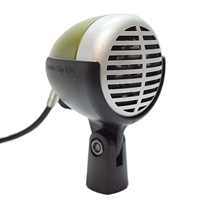 Ammo Clip 520 Bullet Mic Holder Compatible With Shure 520DX Green Bullet, Superlux D112/C and Other Similar Harmonica Microphones (Natural Black) - color: Natural Black