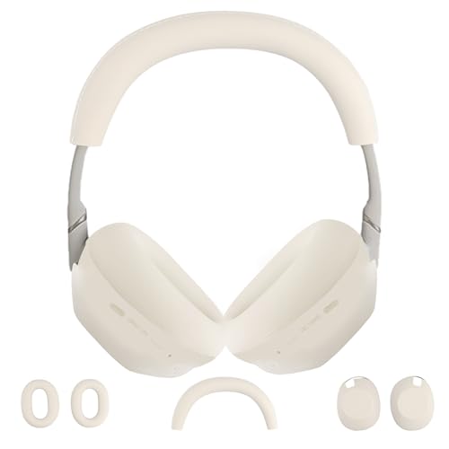 3 in 1 Ear Pads Cover Compatible with Sony WH-1000XM6 Protective Silicone Headphone Case Accessories for Sony WH-1000XM6 Ear Pads - Light Gray - color: Platinum Silver