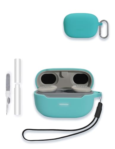 Case for JBL Endurance Race TWS True Wireless Sports Earbuds, WUNIAK Soft Silicone Protective Portable Scratch Shock Resistant Shell with Cleaner Kit & Carabiner & Lanyard ，Mint Green - color: Mint green