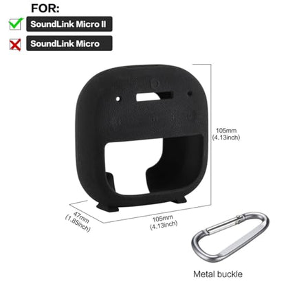 Silicone Case Sleeve for Bose SoundLink Micro 2nd Gen,Protective Case for Bose SoundLink Micro 2,with Carabiner (Black) - color: black