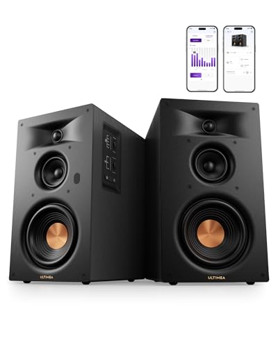 ULTIMEA 3-Way Powered Bookshelf Speakers for TV, Music, Record Player, BS-3 | RCA Input, 70W RMS, 5.25" Woofer, HDMI ARC, Bluetooth 6.0, Auracast, SUB OUT, App EQ, Clear Dialogue, Deep Bass, Clear Highs