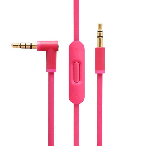 Replacement Audio Cable Cord Wire with in-line Microphone and Control Compatible with Beats Headphones Solo, Studio, Pro, Detox, Wireless, Mixr, Executive, Pill (Pink) - color: Pink
