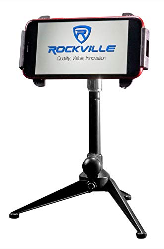 Rockville RDTS Adjustable Height Studio Desktop Tripod Microphone Stand | Includes Mic Clip, 3/8 to 5/8 Adapter, Foldable Design, All Metal, 5.9" to 7.1" Height, for Podcasts/Recording