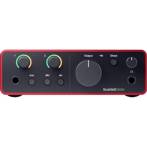 Focusrite Scarlett Solo USB-C Audio Interface (4th Gen) Bundle with Aston Microphones Element Microphone KT and Kellards XLR-P20T Pro 20 ft XLR Microphone Cable, XLR Male to Female Cable 3-Pin