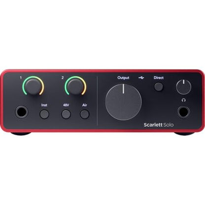 Focusrite Scarlett Solo USB-C Audio Interface (4th Gen) Bundle with Aston Microphones Element Microphone KT and Kellards XLR-P20T Pro 20 ft XLR Microphone Cable, XLR Male to Female Cable 3-Pin