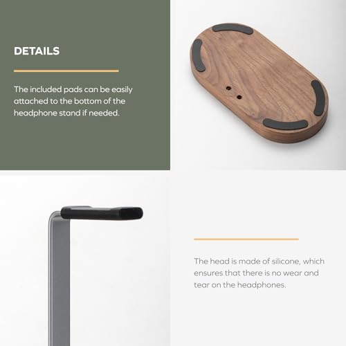 muso wood Headphone Stand with Storage Base for Desktop