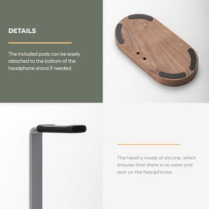 muso wood Headphone Stand with Storage Base for Desktop