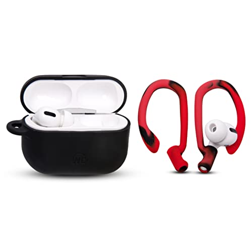 WC HookZ - Patented Upgraded Over Ear Hooks for AirPods Pro 1, 2 & AirPods 1, 2 & 3- Two Size Pairs Included in Package, Unique Left & Right Hook, Made by Wicked Cushions | Lava red - color: Lava