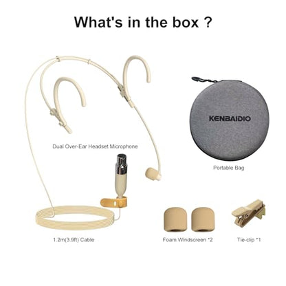 Headset Microphone Dual Earset Headworn Over Ear Hanging Condenser Mic Compatible with AKG Wireless System Bodypack Transmitter for Lectures Performance Theater Podcasts, Mini XLR 3 Pin TA3F Plug - size: Mini XLR 3 Pin TA3F Plug for AKG Only