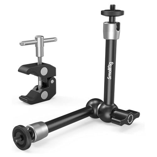 SMALLRIG Clamp w/ 1/4" and 3/8" Thread and 9.8 Inches Adjustable Friction Power Articulating Magic Arm with 1/4" Thread Screw for LCD Monitor/LED Lights - KBUM2732B - size: 9.8''+arm only