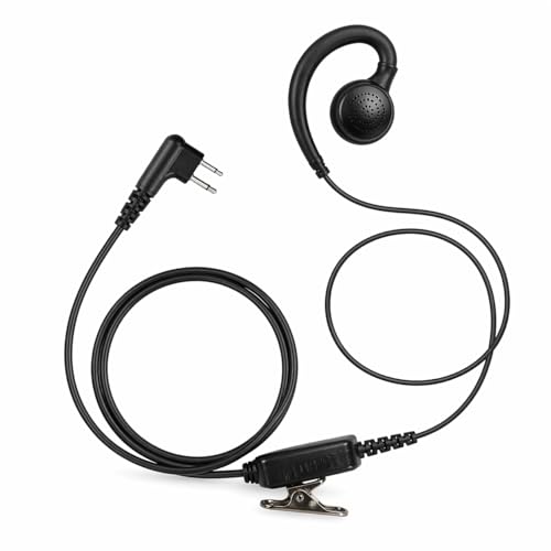 Two Way Radio Earpiece with Mic, C Hook Headset for Walkie Talkies, Security Surveillance Acoustic Tube Earpiece, 2 Pin Radio Compatible