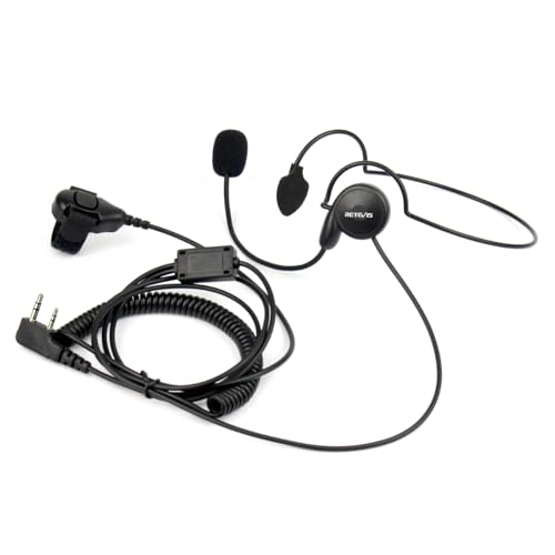 Retevis Behind Head Walkie Talkie Headset, for RT22/RT68/RT21/H777/RT68H | with Boom Mic, Compatible with Pxton, Baofeng, Kenwood Walkie Talkie, Two Way Radio Headset with Finger PTT(1 Pack)