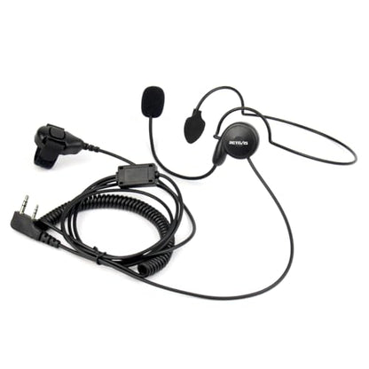 Retevis Behind Head Walkie Talkie Headset, for RT22/RT68/RT21/H777/RT68H | with Boom Mic, Compatible with Pxton, Baofeng, Kenwood Walkie Talkie, Two Way Radio Headset with Finger PTT(1 Pack)