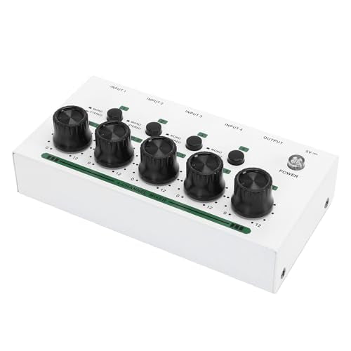 GOTOTOP 4 Channel Headphone Amplifier, Iron Casing Headphone Splitter with 4 Gold Plated Jacks and Individual Volume Control, USB Powered Audio Mixer for Studio Recording Podcast DJ