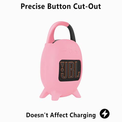Geiomoo Silicone Carrying Case for JBL Clip 5, Protective Portable Scratch Shock Resistant Cover (Pink) - color: Pink