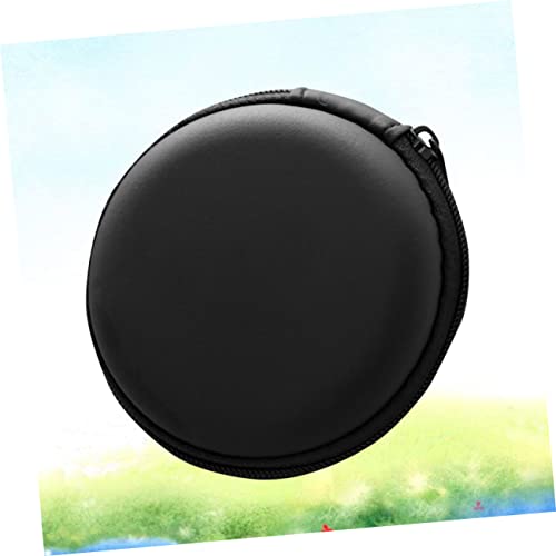 Black EVA Earphone Case with Zipper, Portable Hard Shell Pouch - color: Black