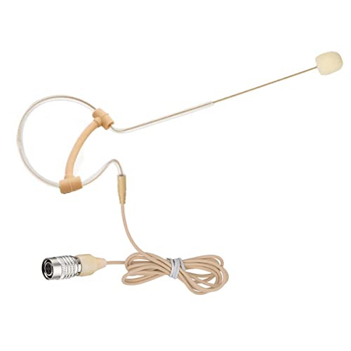 Single Ear Headset Microphone Compatible with Audio-Technica Bodypack | Condenser Earset Headworn Mic for Wireless System Transmitter with 1.2m Cable Windscreen Hirose 4 Pin Plug