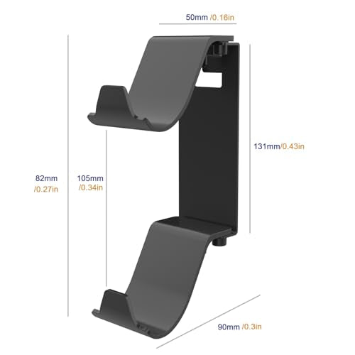 Dual Controller & Headset Holder for PS5 Slim/pro - No Screw Metal Wall Mount, Side Mount Storage, Space Saving Design for Gaming Setup Organization