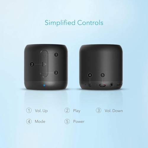 Soundcore Anker Mini, Super-Portable Bluetooth Speaker with FM Radio, 15H | 66 ft Bluetooth Range, Enhanced Bass, Noise-Cancelling Microphone for Leisure and Work Use