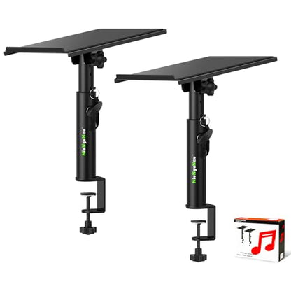 Studio Monitor Stands Tilt Clamp Desk Speaker Stand 10.4"-15.4" | Set of 2, 12° Tilt, Height Adjustable, Clamp-on Desktop, Desk Mount Speaker Riser, Home Audio - size: 12°Tilt Setting