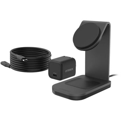 OtterBox 2-in-1 Space Saving Wireless Charging Stand - Black | MagSafe & Qi2 Compatible Charging Stand for Apple, Samsung, Google & More, Space Saving Design - color: Black, style: 2-in-1