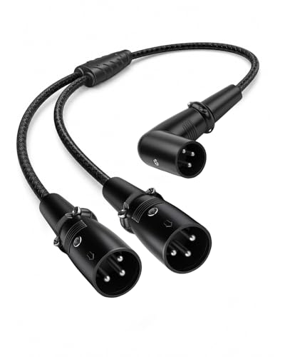Right Angle XLR Y Splitter Cable 0.5m,XLR Y Cable Right-Angle Male to 2 Straight Male Balanced 3Pin Microphone Splitter Cable,for Mixer, Audio Interface, Active Monitors - color: 2 XLR male to 1 XLR male angle