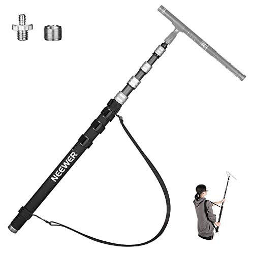 NEEWER Upgraded Microphone Boom Pole, 9.8ft/300cm Telescopic Carbon Fiber Mic Boom Arm with 5 Sections, 1/4” 3/8” 5/8” Screw Adapters, Cable Straps, Shoulder Strap & Storage Bag, MS-300C - style: MS-300C