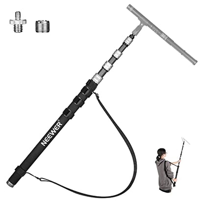 NEEWER Upgraded Microphone Boom Pole, 9.8ft/300cm Telescopic Carbon Fiber Mic Boom Arm with 5 Sections, 1/4” 3/8” 5/8” Screw Adapters, Cable Straps, Shoulder Strap & Storage Bag, MS-300C - style: MS-300C