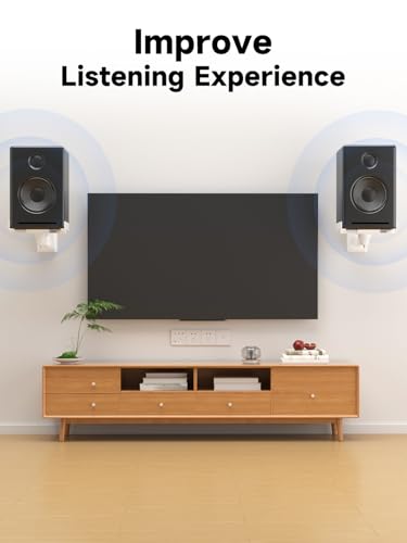 suptek Large Dual Side Clamping Bookshelf Speaker Wall Mounting Bracket for Large Surrounding Sound Speakers, Hold up to 55lbs White SPM201LW - size: Large--white