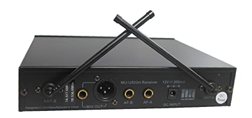 MUSYSIC Professional Dual Channel UHF Wireless Microphone System | MU-U502m-HL with Handheld & Lapel Lavalier Headset Microphone & Monitor Output (FCC Compliance) (1 Bodypack + 1 Handheld Mic) - size: 1 Bodypack + 1 Handheld Mic