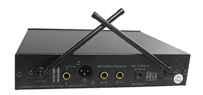 MUSYSIC Professional Dual Channel UHF Wireless Microphone System | MU-U502m-HL with Handheld & Lapel Lavalier Headset Microphone & Monitor Output (FCC Compliance) (1 Bodypack + 1 Handheld Mic) - size: 1 Bodypack + 1 Handheld Mic