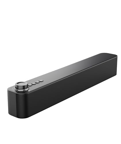 Desktop PC Speakers, Bluetooth Soundbar, 3600mAh Battery for 20Hrs Wireless Playback, Wired/Wireless Speaker for PCs, Phones, TVs, Laptops