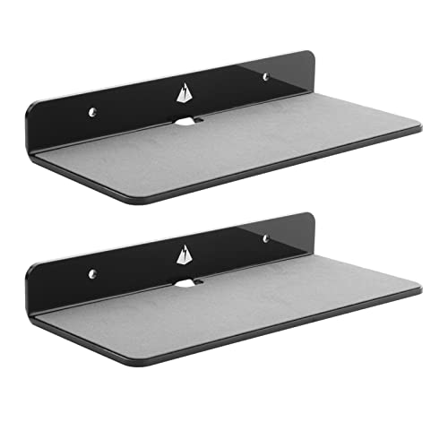2-Pack Acrylic Wall Speaker Holder Mount, Black, Large, Modern Style, Wall Mount for Small Devices, Shelf - color: Black, size: Large