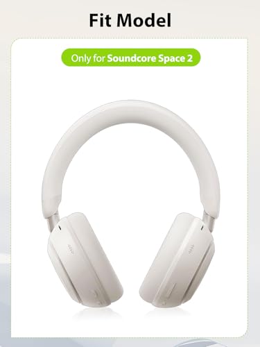 for Soundcore Space 2 Headphones 2-in-1 Silicone Earpads Covers + Headband Cushion, Soft Protective Sleeve Set for Ear Cups,Headband Strap Replacement & Hard Case, Sweat-Proof Anti-Scratch (Black)
