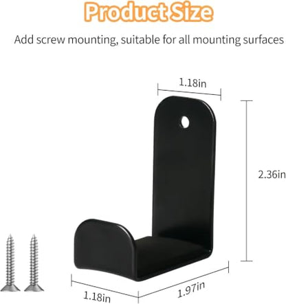 Wall Mount Headphone Stand - 2 Pack with Adhesive & Screws, Dual Installation Hook Holder, Non-Slip Rubber Pad for Gaming Headsets, Desk or Wall Organization Accessories - size: Basic